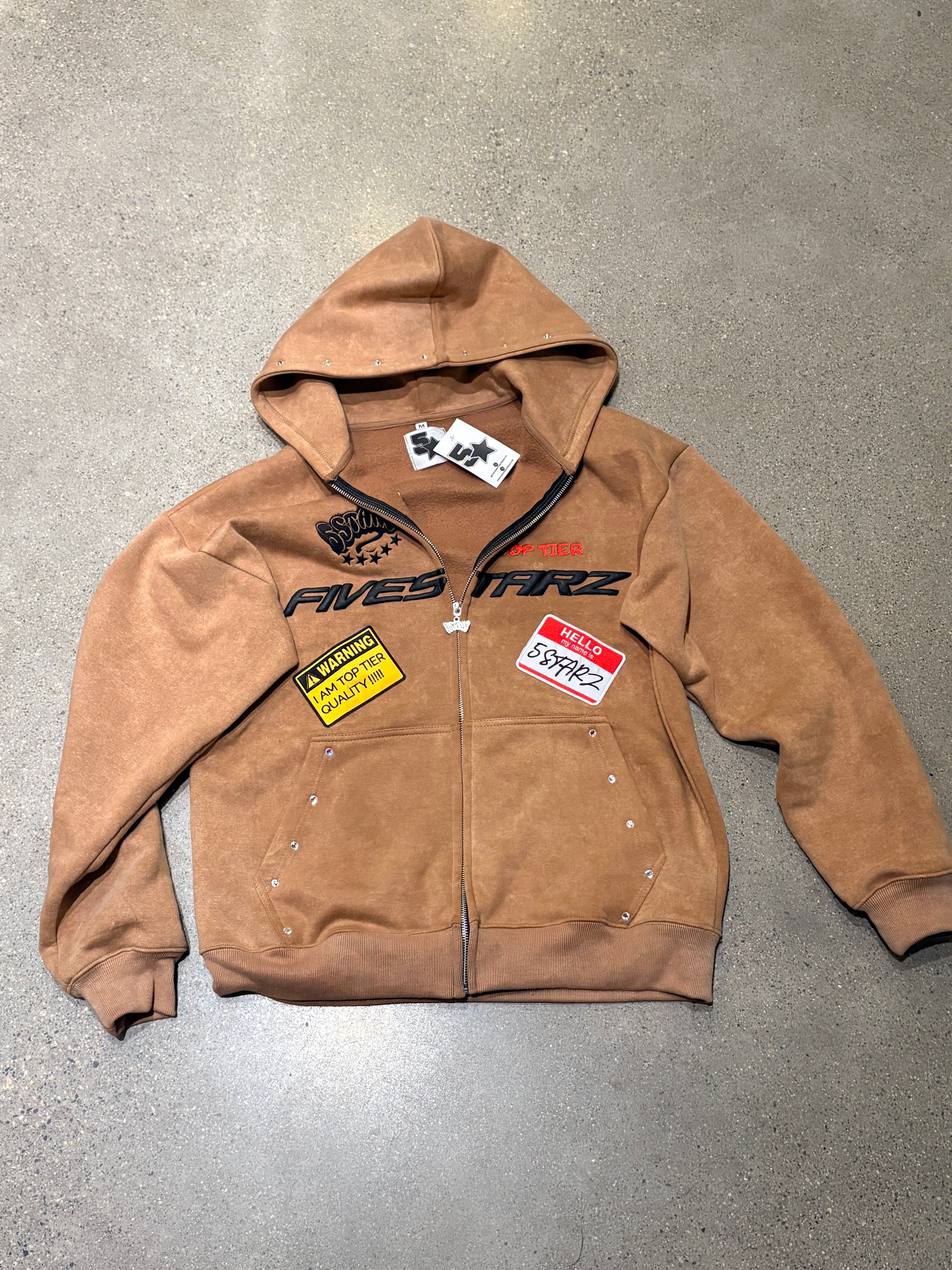 5STARZ Patched Zipper Hoodie
