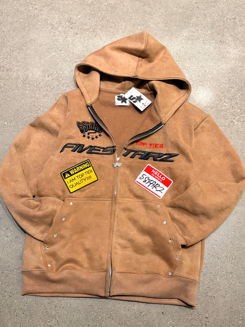 5STARZ Patched Zipper Hoodie