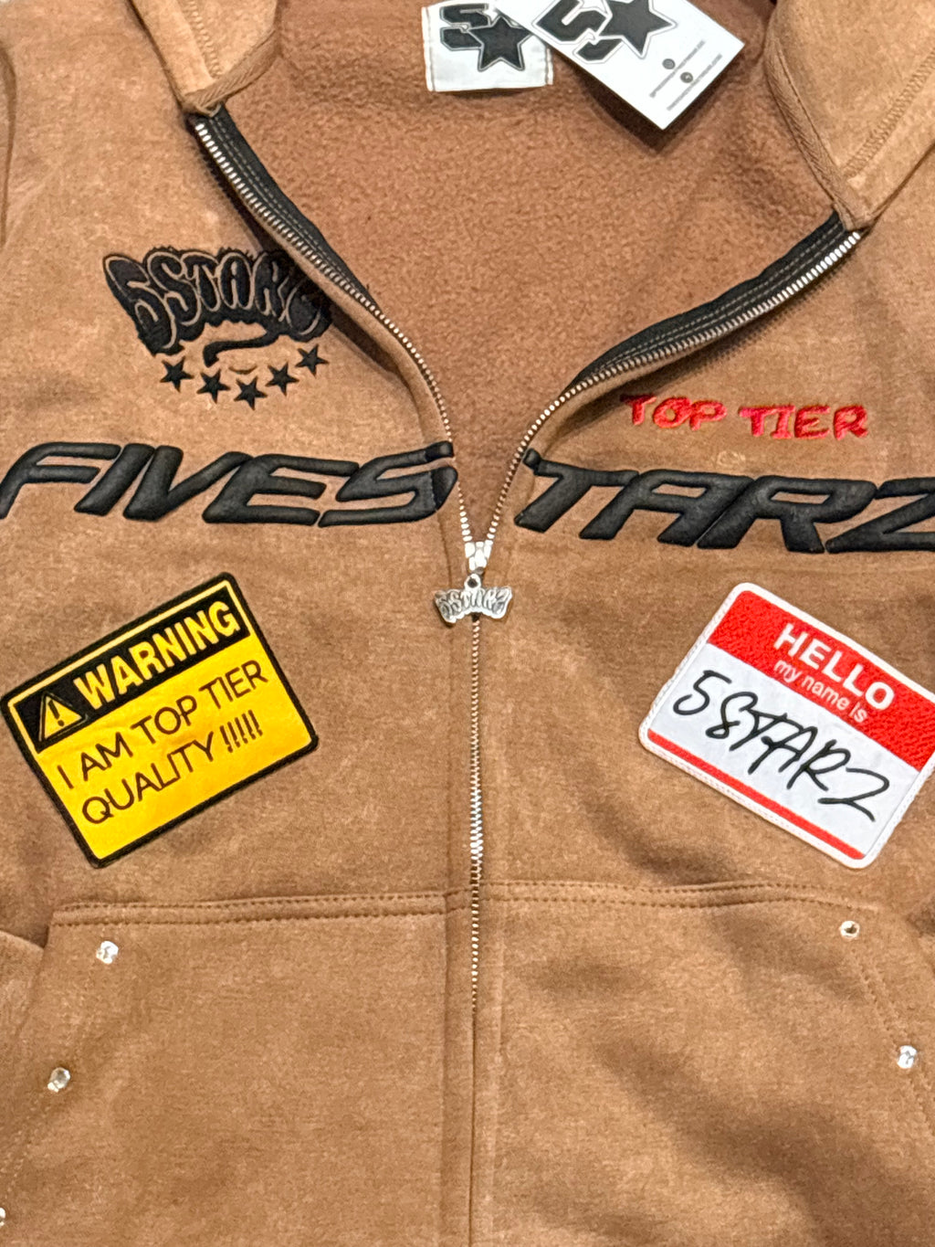5STARZ Patched Zipper Hoodie