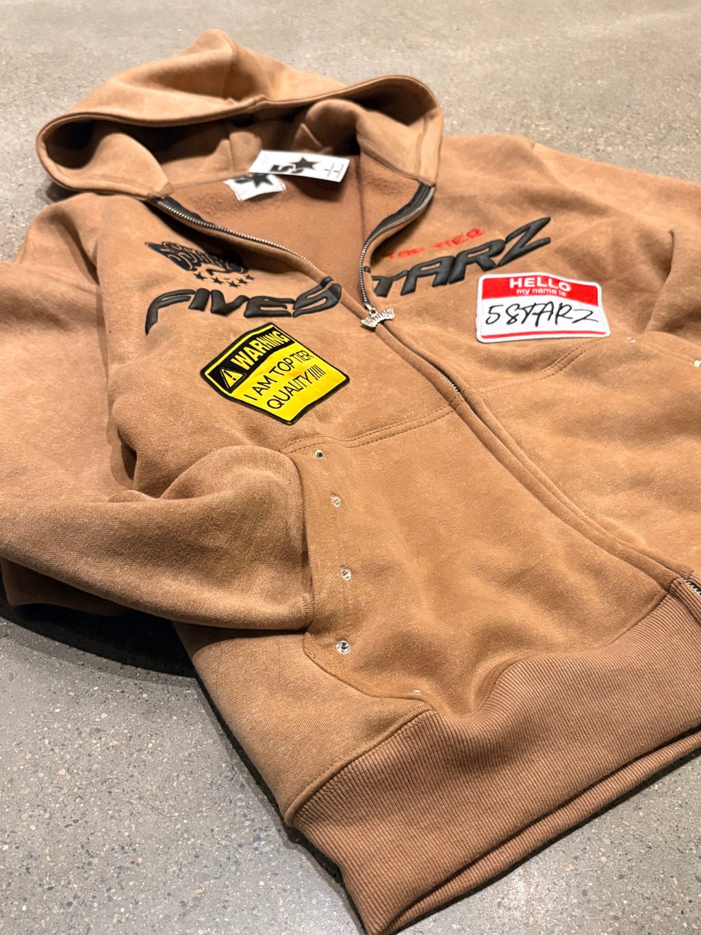 5STARZ Patched Zipper Hoodie