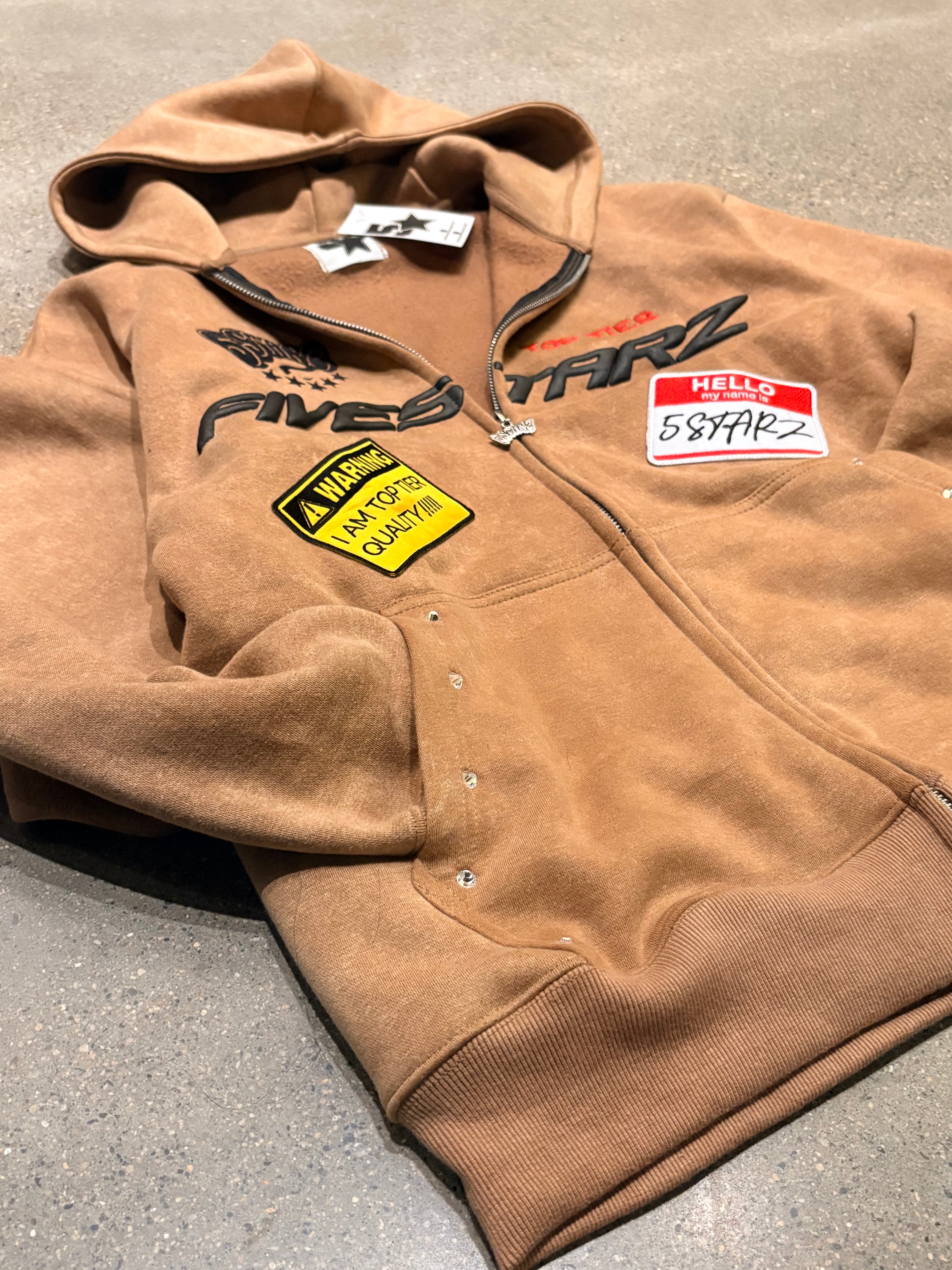 5STARZ Patched Zipper Hoodie