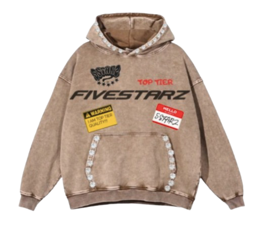 5STARZ Patched Zipper Hoodie