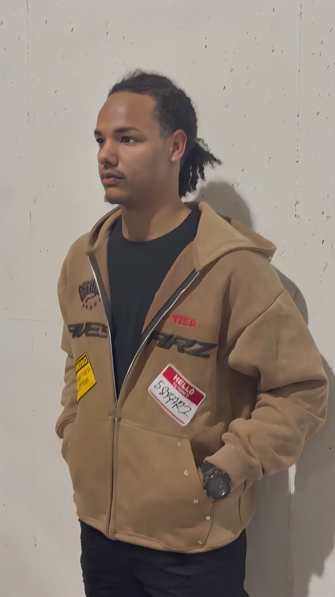5STARZ Patched Zipper Hoodie